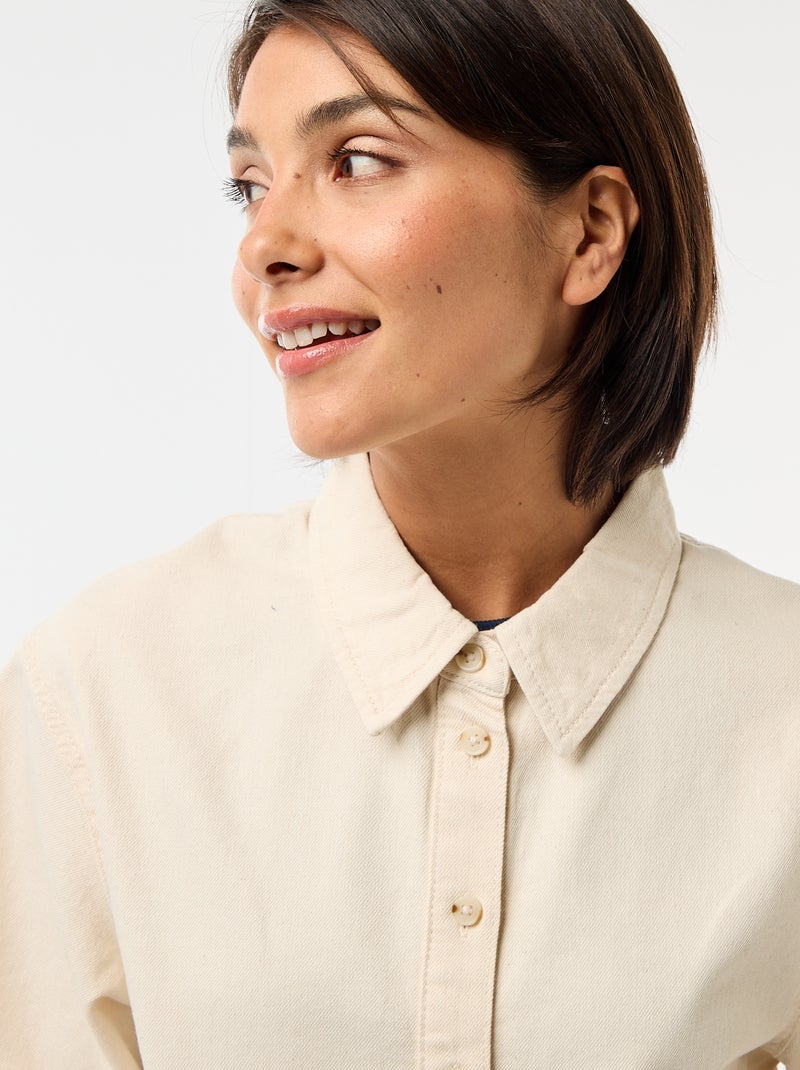 Denim blouse met 3/4 mouwen Wit - Kiabi