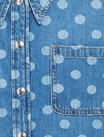 Denim blouse met stippen