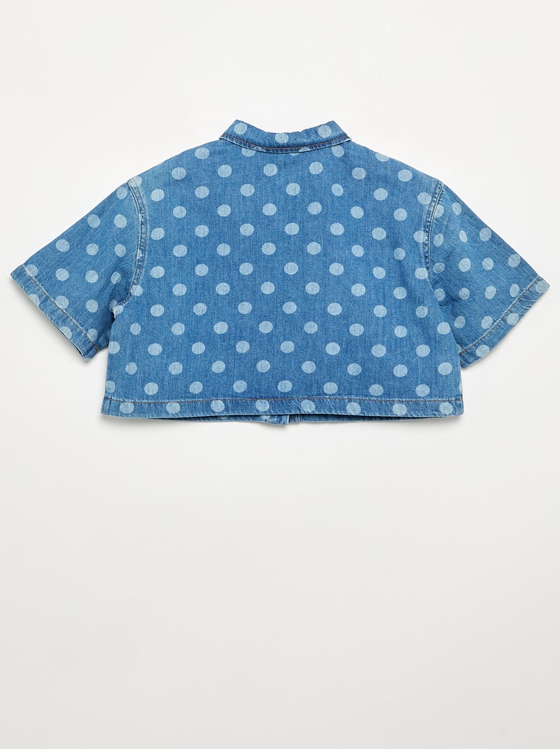Denim blouse met stippen Blauw - Kiabi