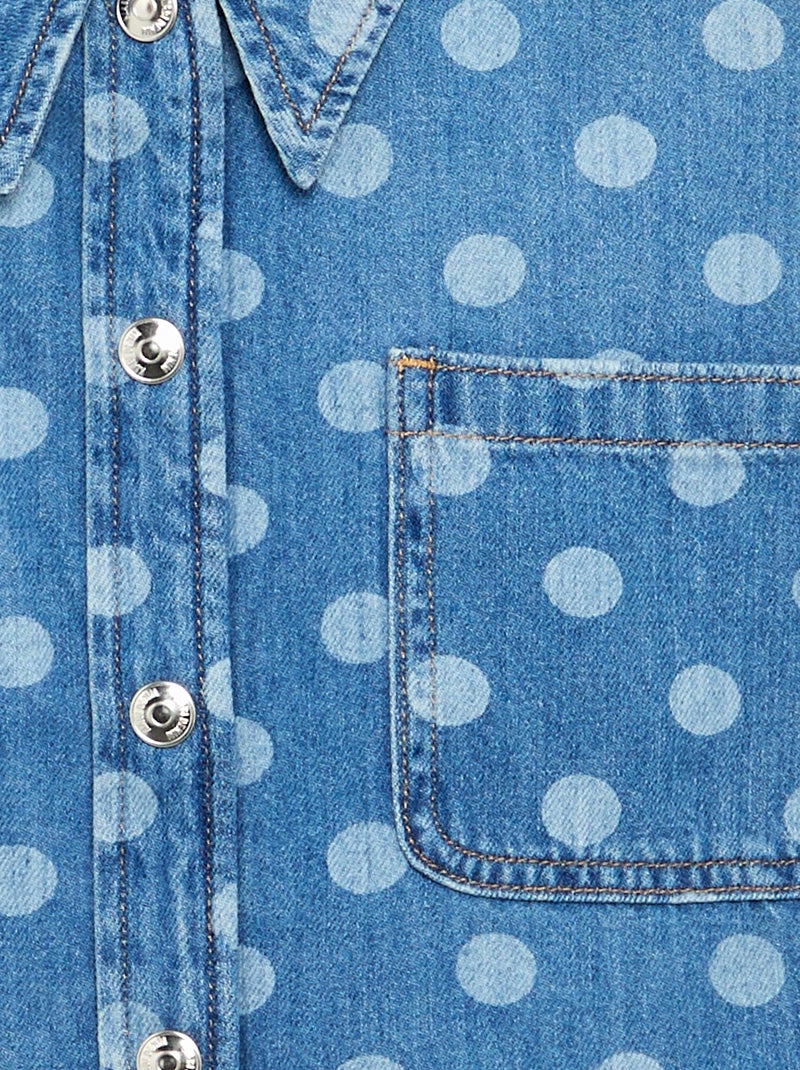 Denim blouse met stippen Blauw - Kiabi