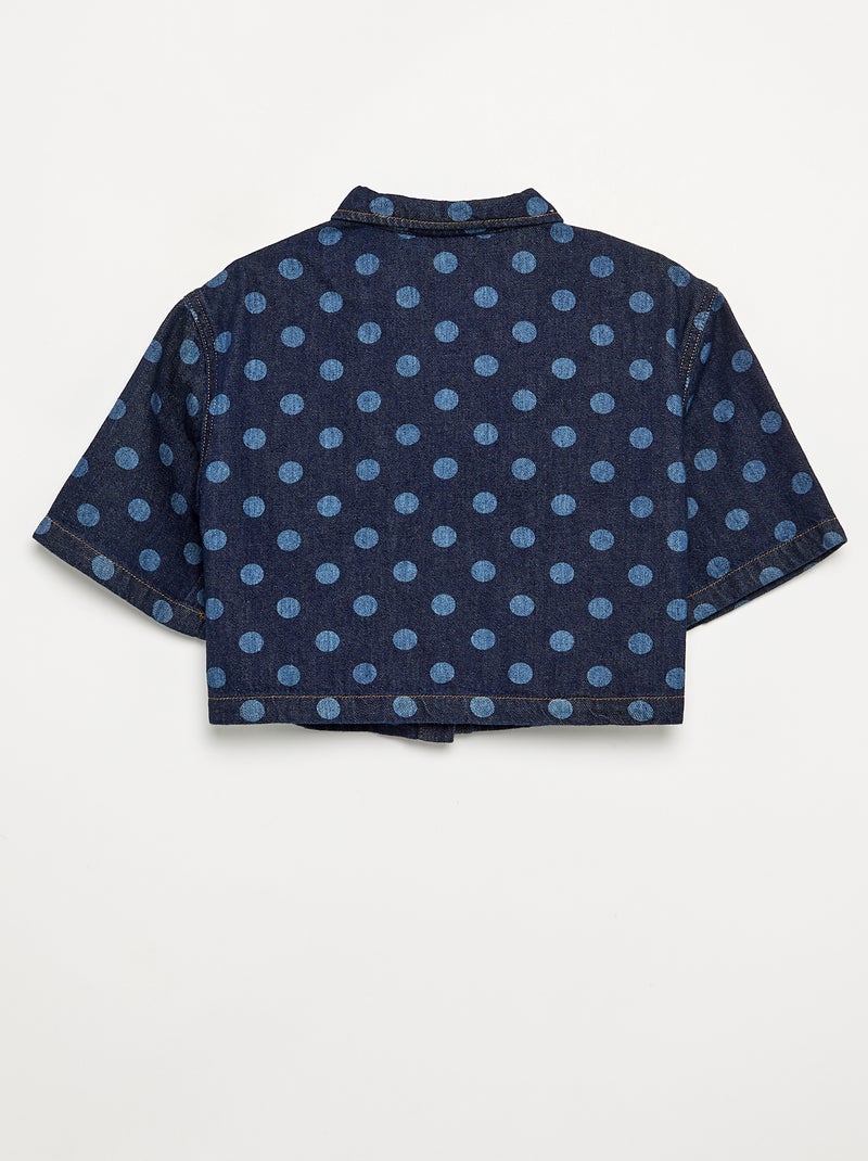 Denim blouse met stippen Blauw - Kiabi