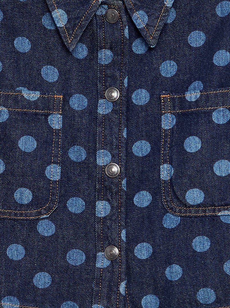 Denim blouse met stippen Blauw - Kiabi