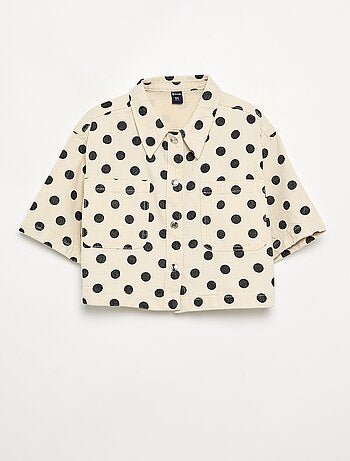 Denim blouse met stippen