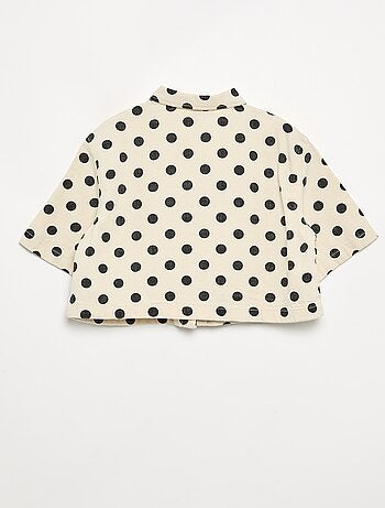 Denim blouse met stippen