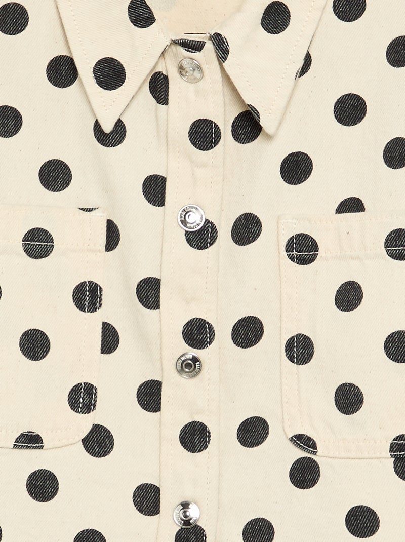 Denim blouse met stippen Wit - Kiabi