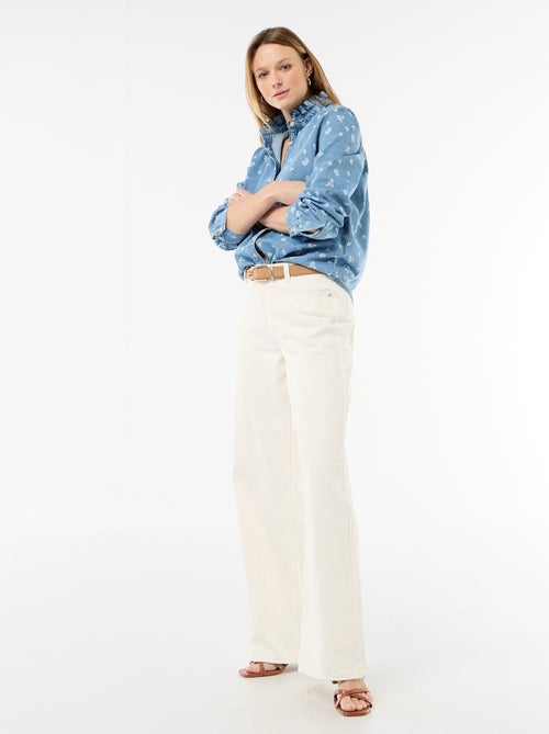 Denim blouse met volantkraag - Kiabi Denim blouse met volantkraag - Kiabi