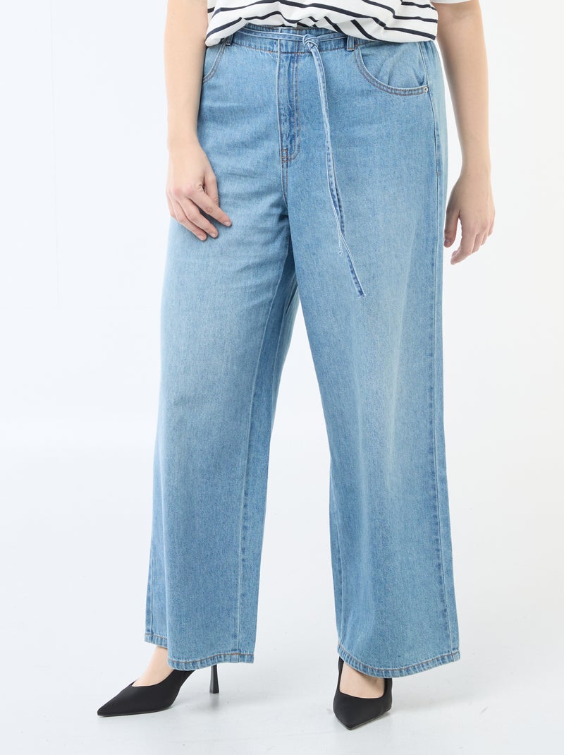 Denim broek / jeans met lage taille en wijde pijpen Blauw - Kiabi