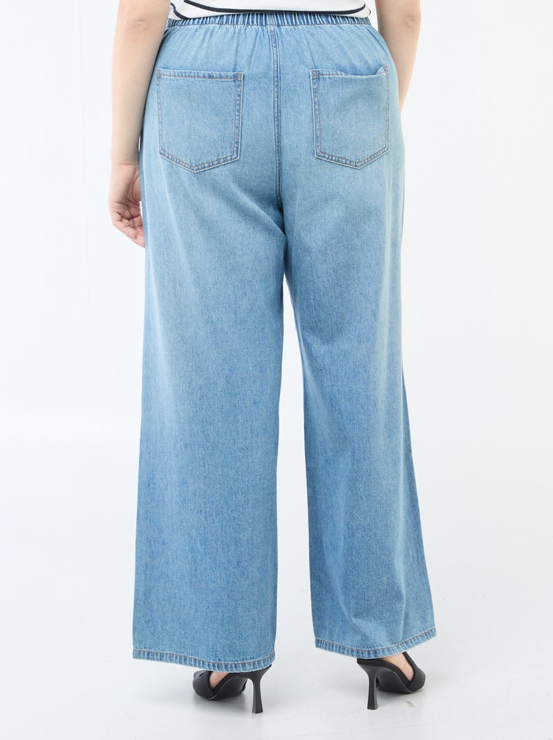 Denim broek / jeans met lage taille en wijde pijpen Blauw - Kiabi