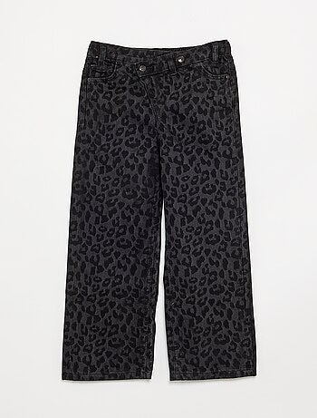 Denim broek met asymmetrische knoopsluiting