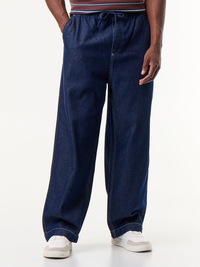 Denim broek met elastische taille Blauw - Kiabi