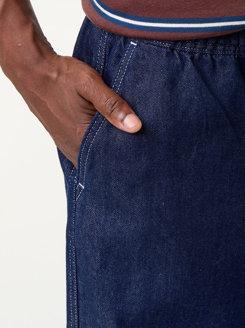 Denim broek met elastische taille Blauw - Kiabi