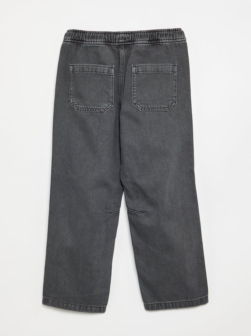 Denim broek met elastische taille Grijs - Kiabi