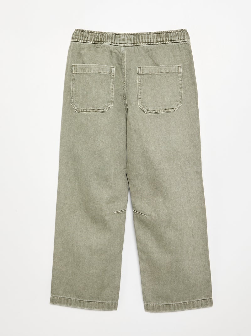 Denim broek met elastische taille Groen - Kiabi