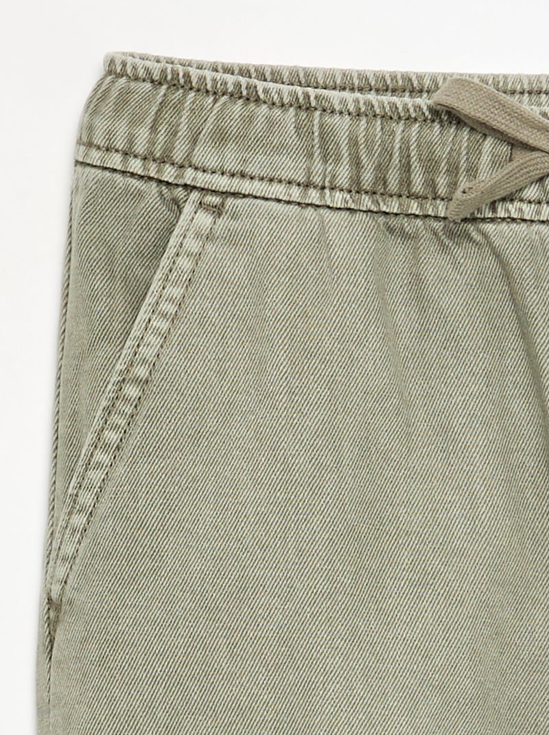 Denim broek met elastische taille Groen - Kiabi