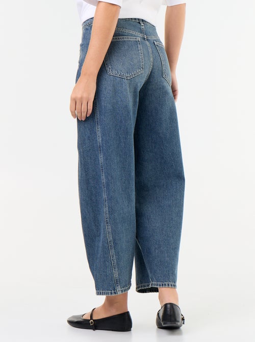 Denim broek met fantasieplooien - Kiabi