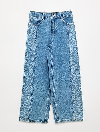 Denim broek met geprinte inzetten