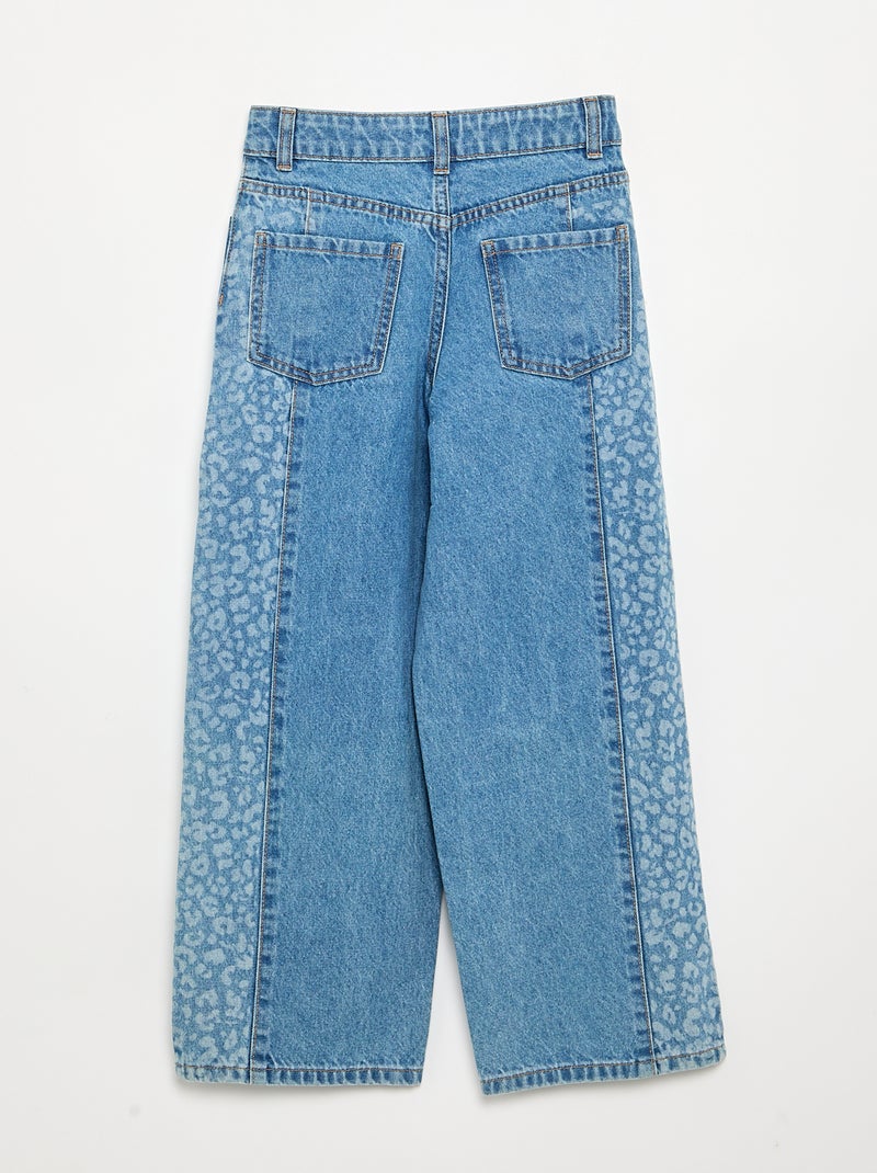 Denim broek met geprinte inzetten Blauw - Kiabi