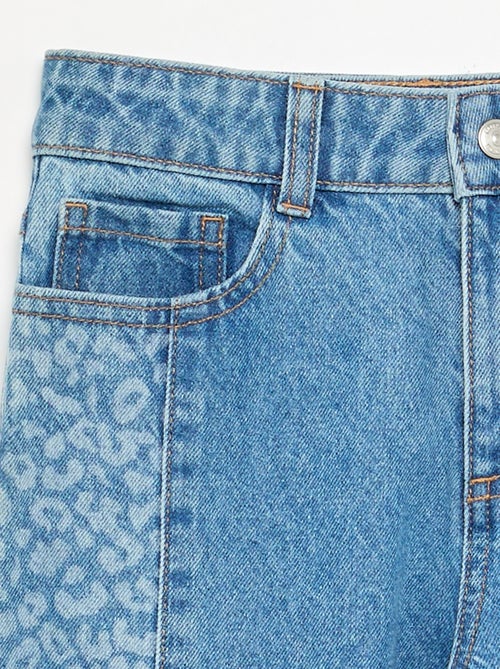 Denim broek met geprinte inzetten - Kiabi