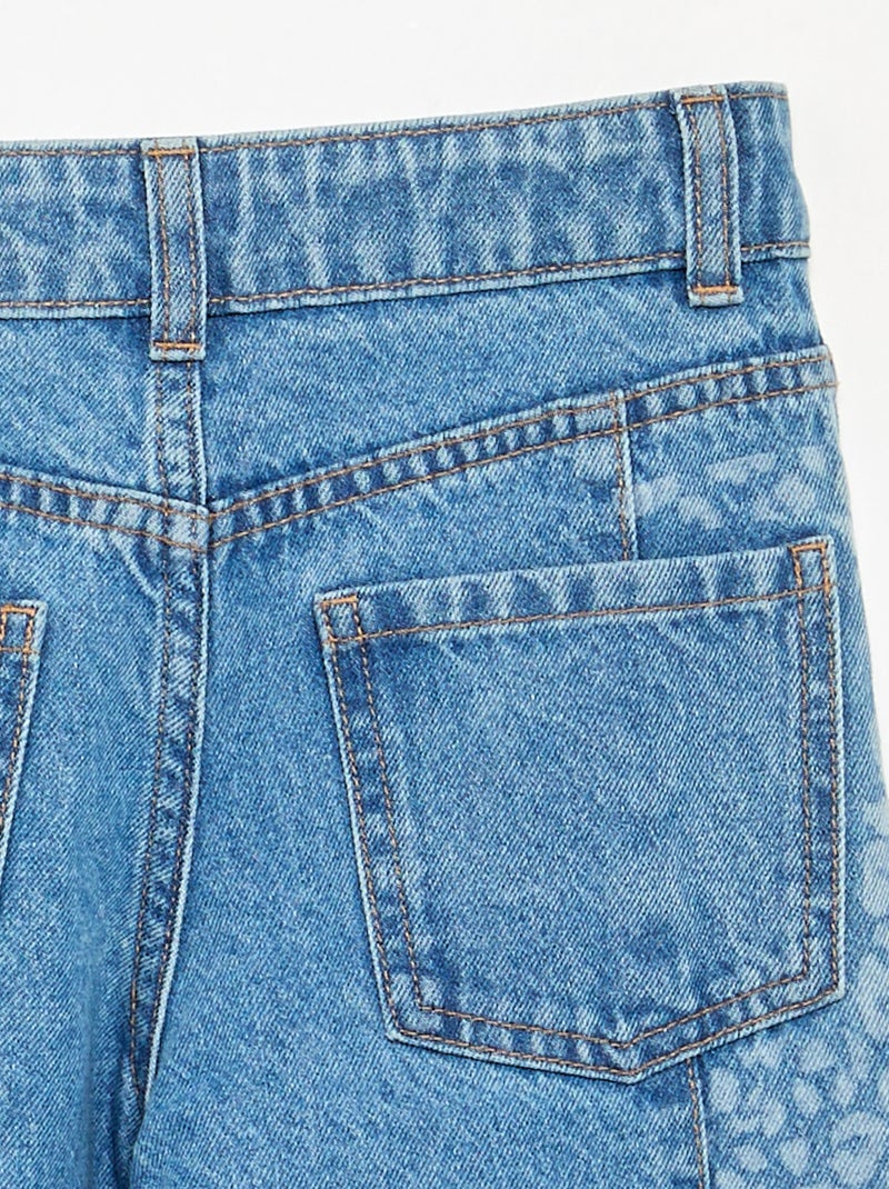 Denim broek met geprinte inzetten Blauw - Kiabi