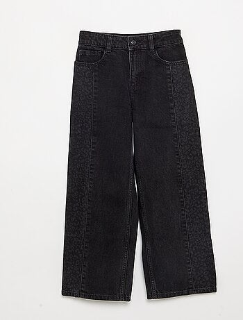Denim broek met geprinte inzetten