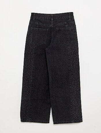 Denim broek met geprinte inzetten