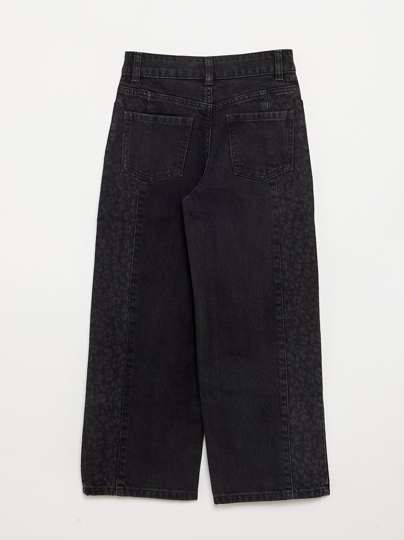Denim broek met geprinte inzetten Zwart - Kiabi