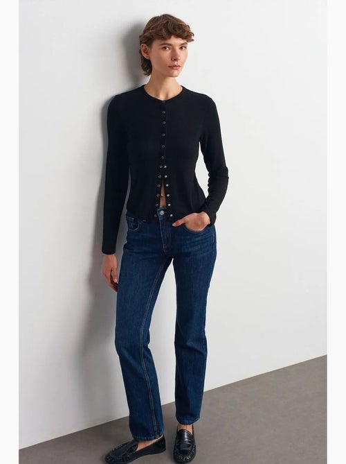 Denim broek met hoge taille en rechte pijp dilvin - Kiabi