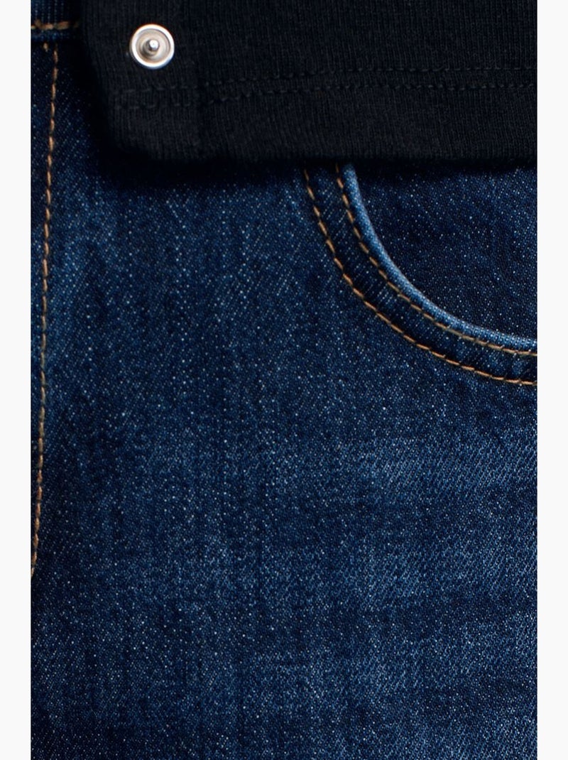Denim broek met hoge taille en rechte pijp dilvin Saffierblauw - Kiabi