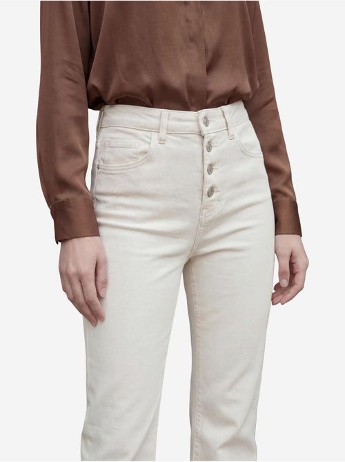 Denim broek met hoge taille en uitlopende pijpen my fashion - Kiabi Denim broek met hoge taille en uitlopende pijpen my fashion - Kiabi