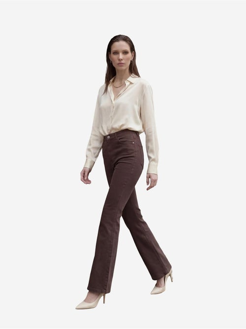 Denim broek met hoge taille en uitlopende pijpen my fashion - Kiabi Denim broek met hoge taille en uitlopende pijpen my fashion - Kiabi