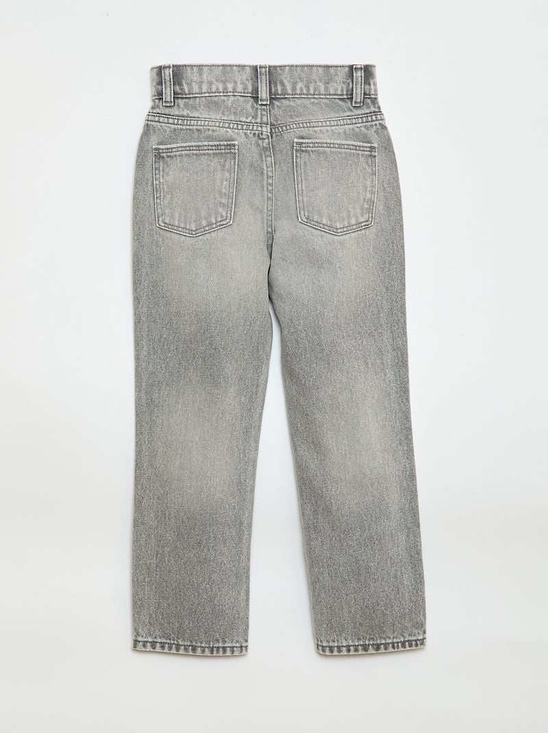 Denim broek met hoge taille Grijs - Kiabi