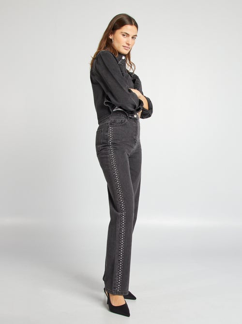 Denim broek met metallic details - Kiabi