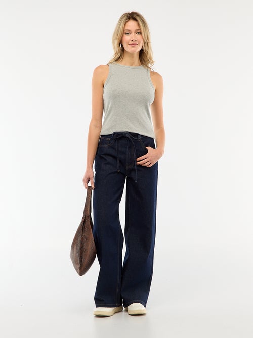 Denim broek met mini riem - Kiabi