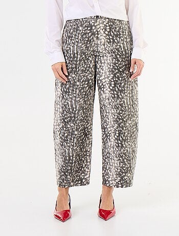Denim broek met motief in ballonmodel en hoge taille