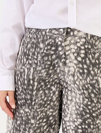 Denim broek met motief in ballonmodel en hoge taille