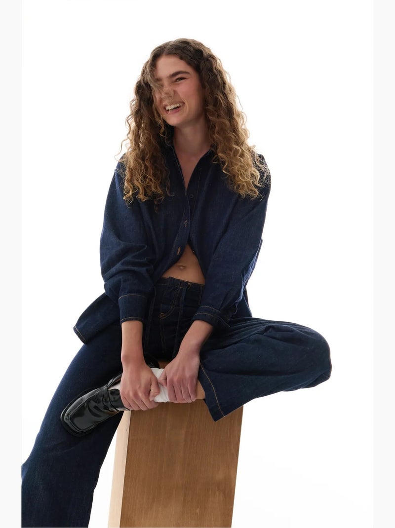 Denim broek met rechte pijp penti Ultramarijnblauw - Kiabi