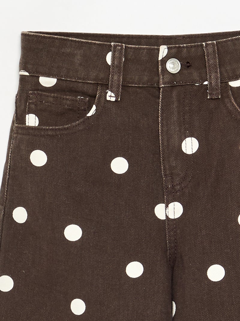 Denim broek met stippen Bruin - Kiabi