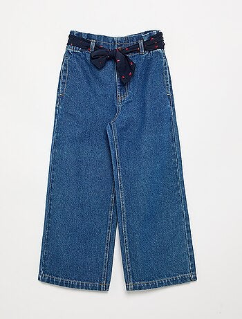 Denim broek met stoffen riem
