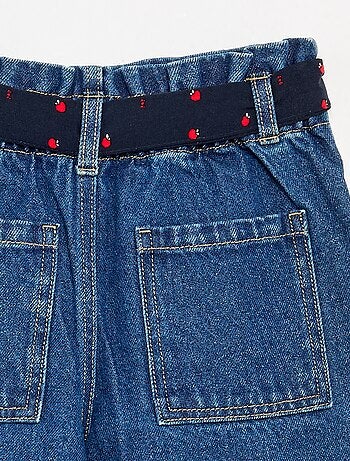 Denim broek met stoffen riem