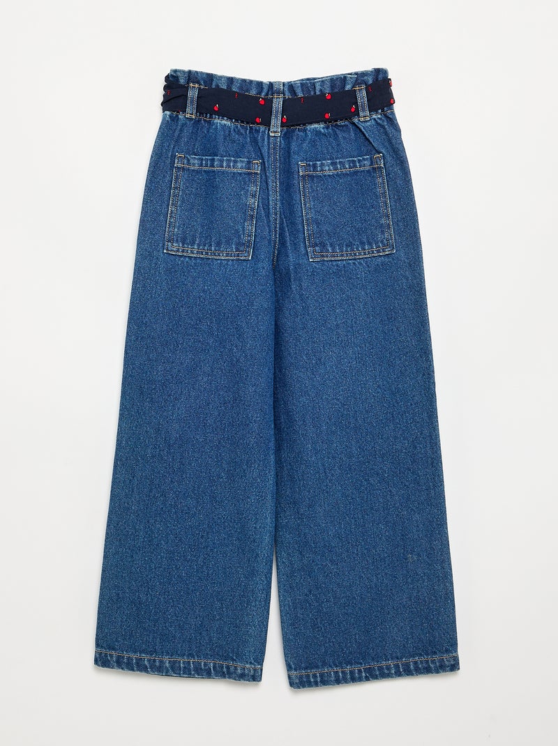 Denim broek met stoffen riem Blauw - Kiabi