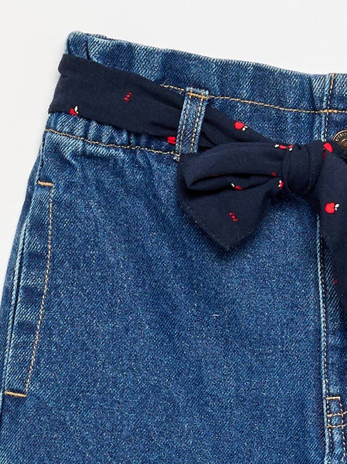 Denim broek met stoffen riem - Kiabi