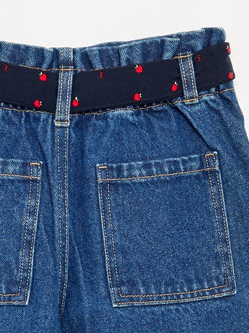 Denim broek met stoffen riem - Kiabi