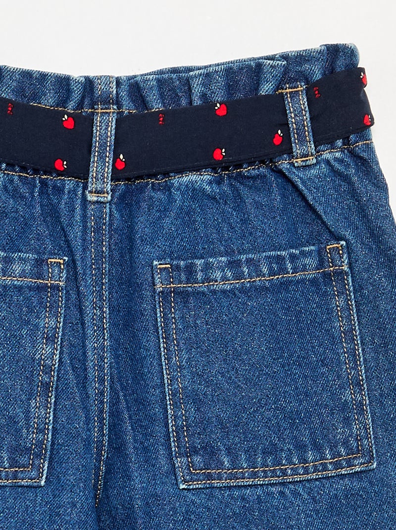 Denim broek met stoffen riem Blauw - Kiabi