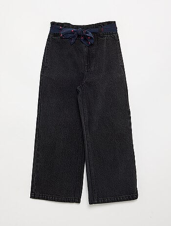 Denim broek met stoffen riem