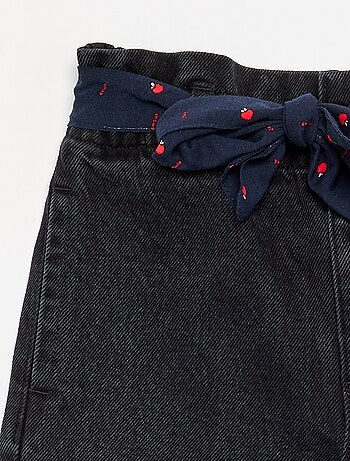 Denim broek met stoffen riem
