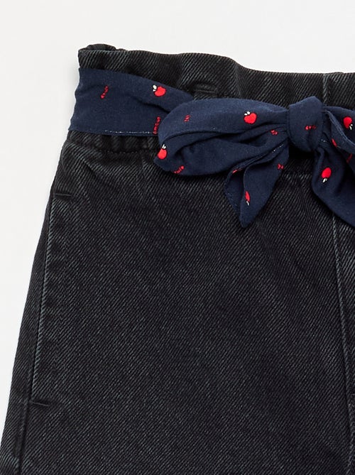 Denim broek met stoffen riem - Kiabi
