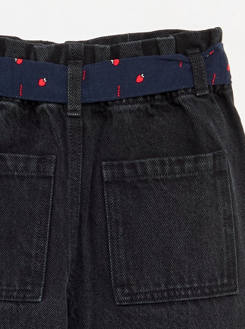 Denim broek met stoffen riem - Kiabi