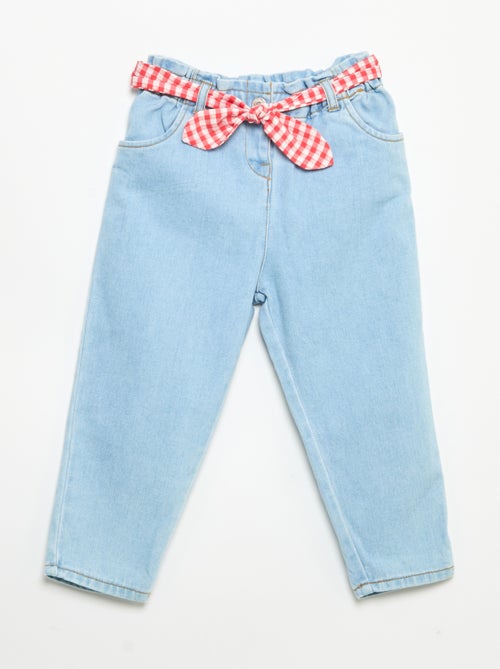 Denim broek met strikceintuur - Kiabi Denim broek met strikceintuur - Kiabi