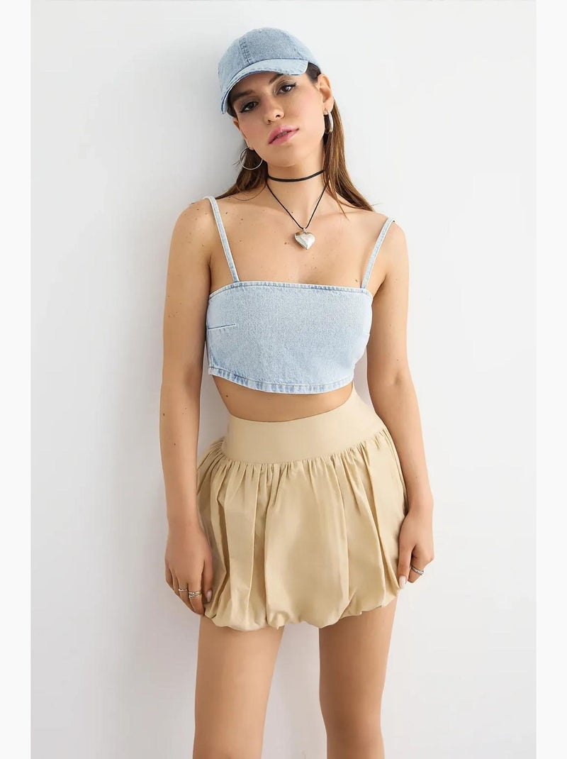 Denim cami-top met vierkante hals hiccup Blauw - Kiabi