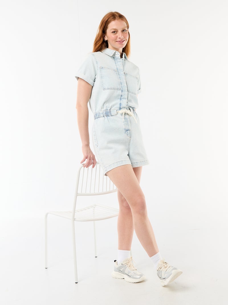 Denim combishort Blauw - Kiabi